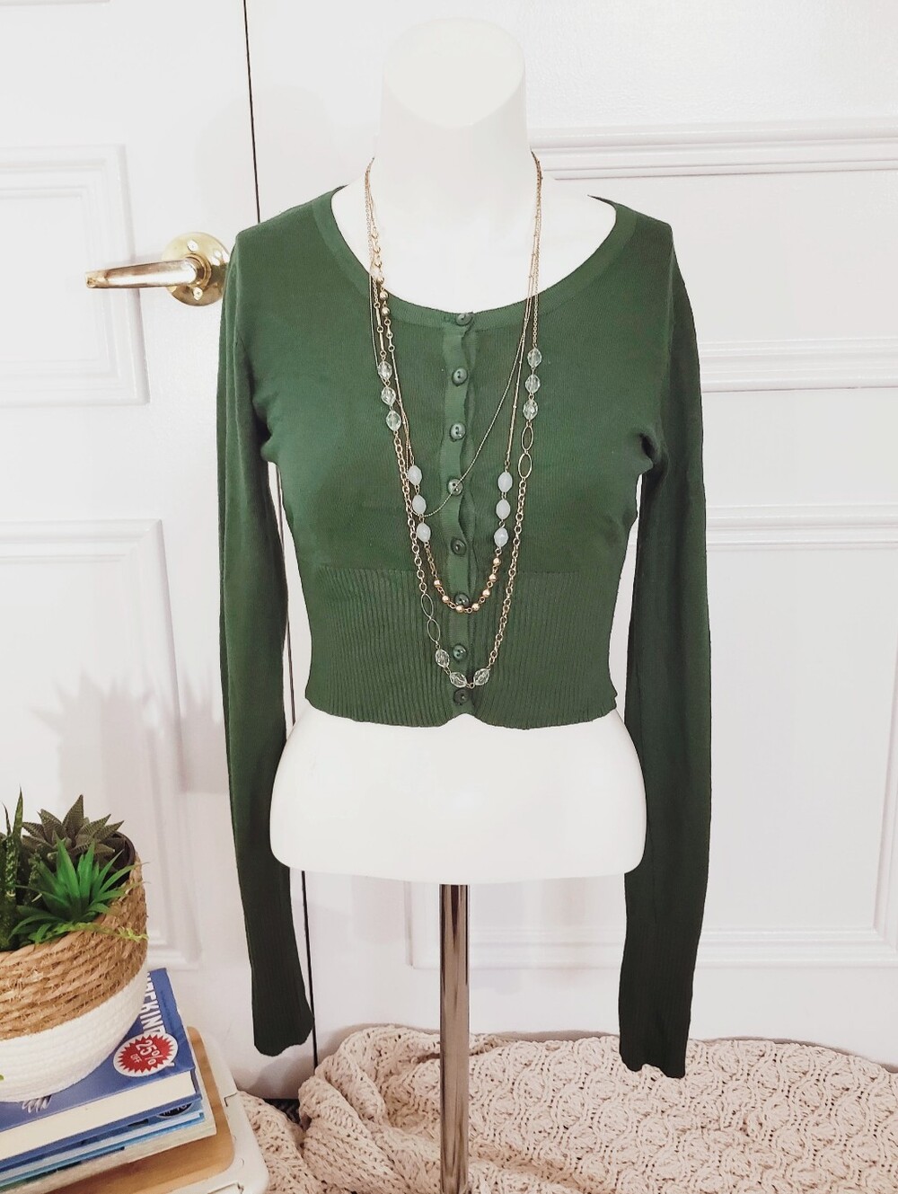 Vintage Y2K Costa Blanca Vintage Semi Cropped Ribbed Scoop Neck Cotton Cardigan